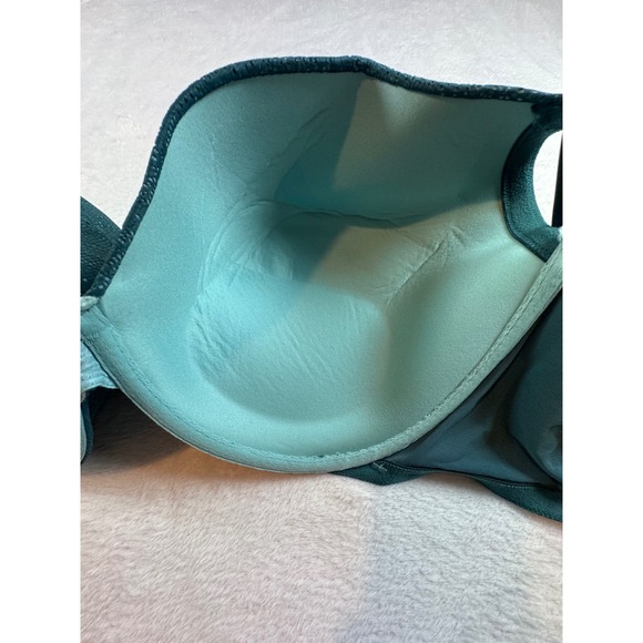 Cacique Teal Green Geometric Lace Full Coverage Underwire Bra 50D - Picture 6 of 6